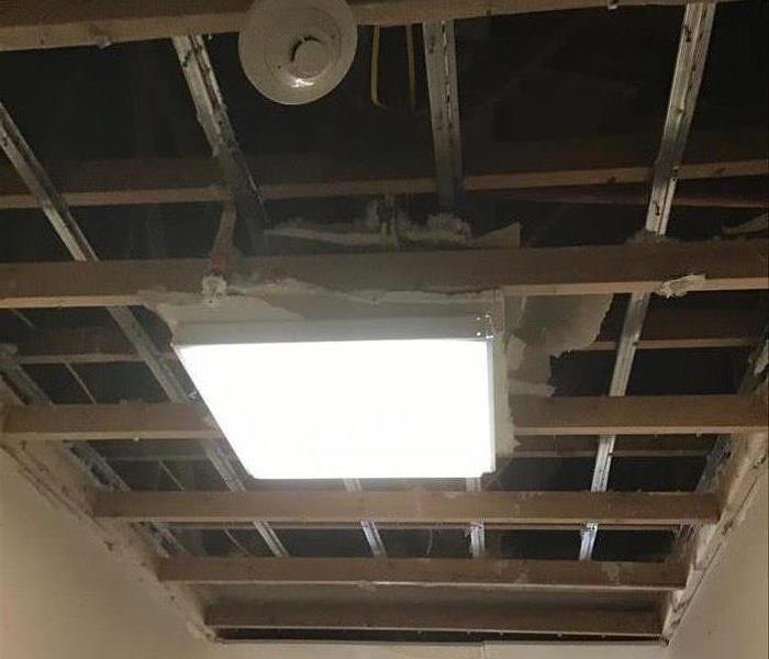 The damged ceiling removed